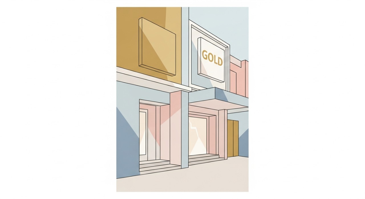 Pemandangan luar kedai emas di Kepala Batas.