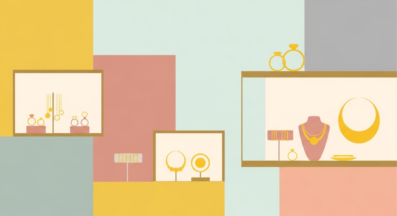 Pemandangan sebuah kedai emas di Rawang yang mempamerkan pelbagai jenis barang kemas.