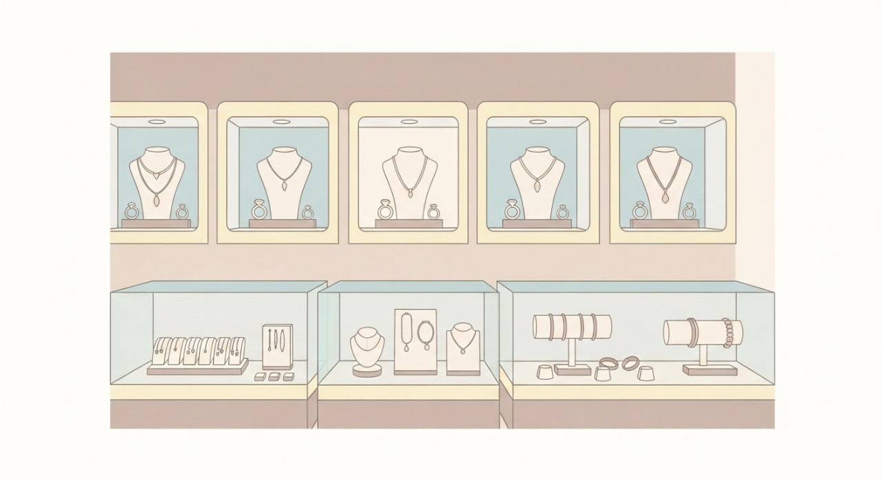 Pemandangan sebuah kedai emas yang mempamerkan pelbagai jenis barang kemas di Kuala Berang.